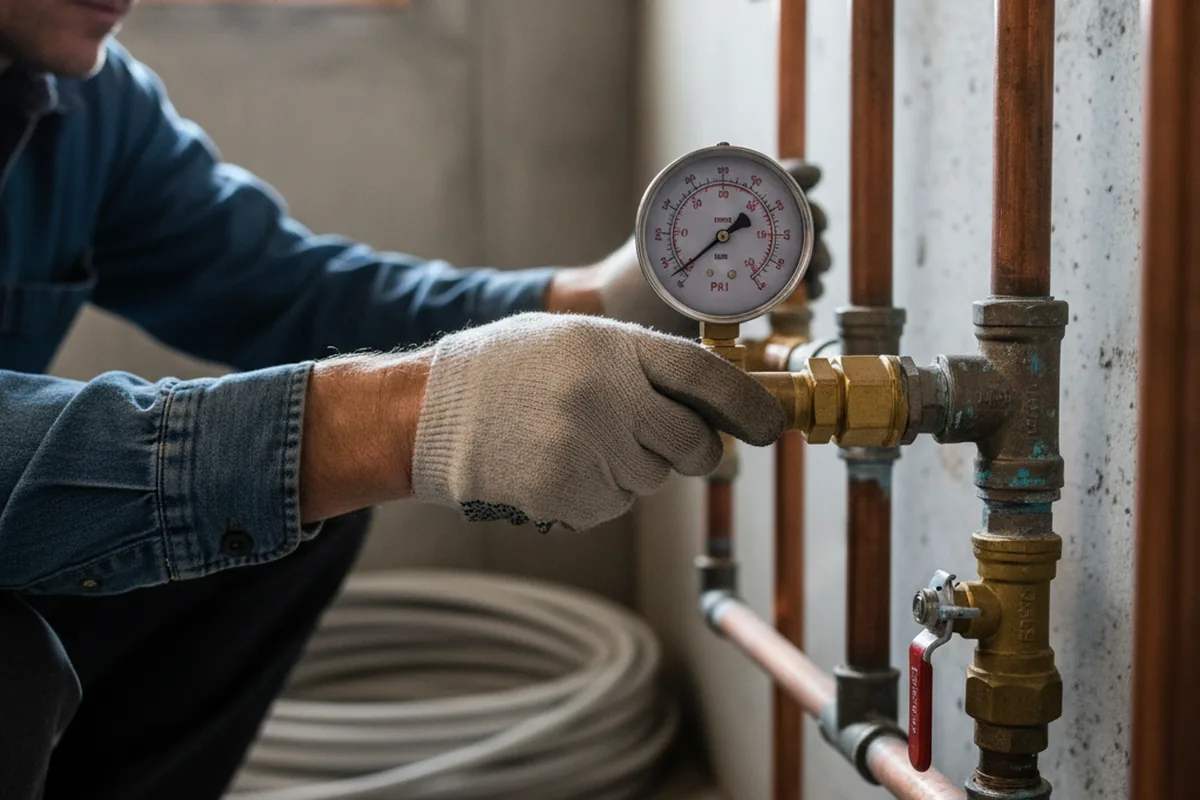 Pressure testing a repaired line during Water Line Repair in Mitchell